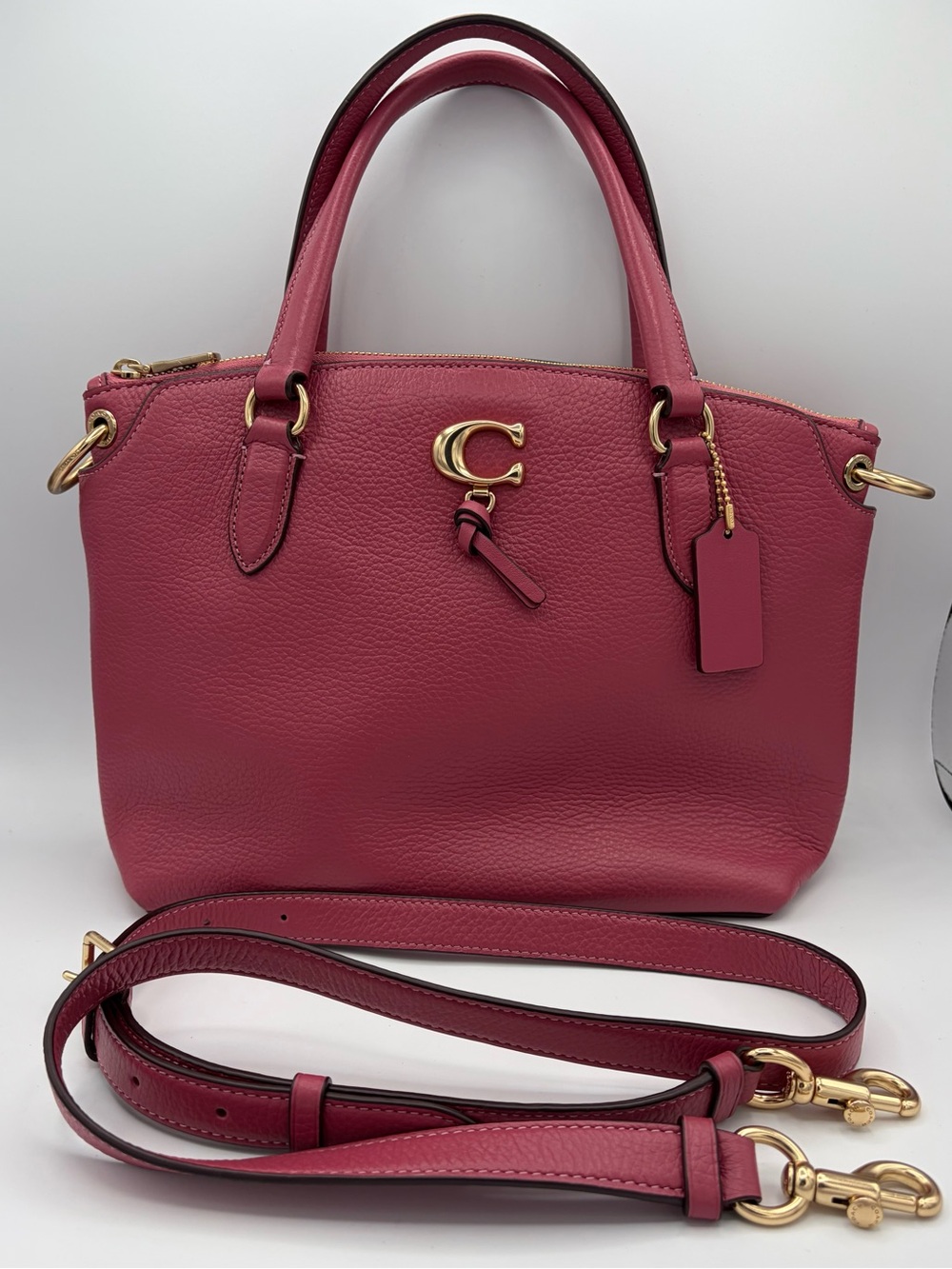 Coach Purse 1317 Medium Remi Pink Leather Satchel crossbody Classic Fall Luxury